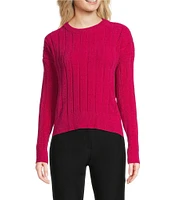 DKNY by Donna Karan Chenille Crew Neck Long Sleeve Sweater