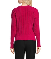 DKNY by Donna Karan Chenille Crew Neck Long Sleeve Sweater