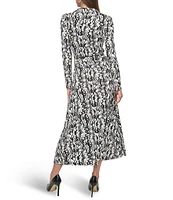 DKNY by Donna Karan Collared V-Neck 3/4 Sleeve Midi Shirt Dress