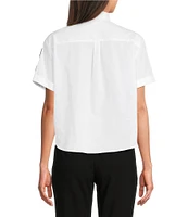 DKNY by Donna Karan Cotton Poplin Pins And Patches Button Front Shirt
