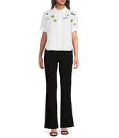DKNY by Donna Karan Cotton Poplin Pins And Patches Button Front Shirt