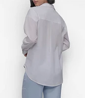 DKNY by Donna Karan Cotton Voile Long Sleeve Button Front Shirt