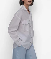DKNY by Donna Karan Cotton Voile Long Sleeve Button Front Shirt