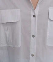 DKNY by Donna Karan Cotton Voile Long Sleeve Button Front Shirt