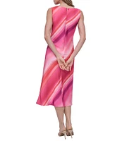 DKNY by Donna Karan Cowl Neck Printed Slip Midi Dress