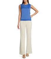 DKNY by Donna Karan Crew Neck Sleeveless Mix Media Top