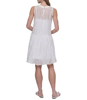 DKNY by Donna Karan Crew Neck Sleeveless Satin Shift Dress