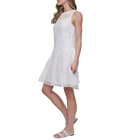 DKNY by Donna Karan Crew Neck Sleeveless Satin Shift Dress