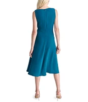 DKNY by Donna Karan Drape Neck Textured Woven Aline Midi Dress