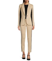 DKNY By Donna Karan Essex Scuba Two Tone Straight Leg Ankle Pants