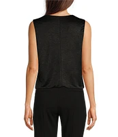 DKNY by Donna Karan Jersey Knit Draped V-Neck Sleeveless Top