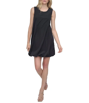 DKNY by Donna Karan Jewel Neck Sleeveless Tech Poplin Bubble Hem Shift Dress