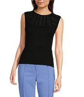 DKNY By Donna Karan Knit Illusion Crew Neck Sleeveless Top