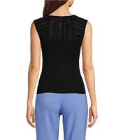 DKNY By Donna Karan Knit Illusion Crew Neck Sleeveless Top