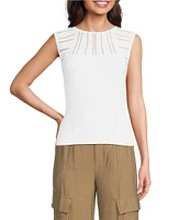 DKNY By Donna Karan Knit Illusion Crew Neck Sleeveless Top