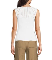 DKNY By Donna Karan Knit Illusion Crew Neck Sleeveless Top