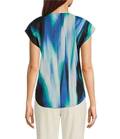 DKNY by Donna Karan Linen V-Neck Cap Sleeve Top