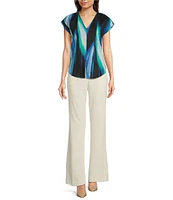 DKNY by Donna Karan Linen V-Neck Cap Sleeve Top
