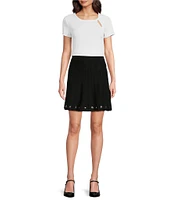 DKNY by Donna Karan Logo Grommet Skirt