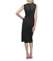 DKNY by Donna Karan Mesh Crew Neck Twisted Front Sheath Dress