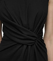 DKNY by Donna Karan Mesh Crew Neck Twisted Front Sheath Dress