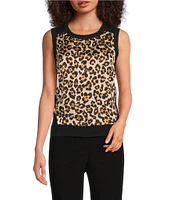 DKNY by Donna Karan Mix Media Crew Neck Sleeveless Top