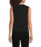 DKNY by Donna Karan Mix Media Crew Neck Sleeveless Top