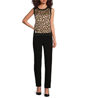 DKNY by Donna Karan Mix Media Crew Neck Sleeveless Top