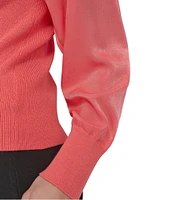 DKNY by Donna Karan Mixed Media Knit V-Neck Long Sleeve Sweater