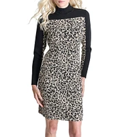 DKNY by Donna Karan Mock Neck Animal Print Knit Sheath Dress