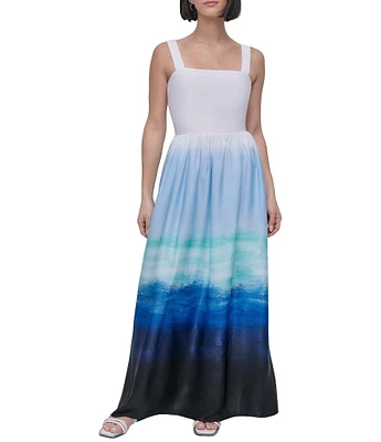 DKNY by Donna Karan Ombre Satin Sleeveless Maxi Dress