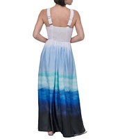 DKNY by Donna Karan Ombre Satin Sleeveless Maxi Dress