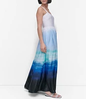 DKNY by Donna Karan Ombre Satin Sleeveless Maxi Dress