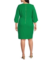 DKNY by Donna Karan Plus Size Boat Neck Open Tulip Elbow Sleeve Sheath Dress