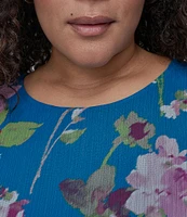 DKNY by Donna Karan Plus Size Floral Print Chiffon Midi Dress