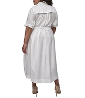 DKNY by Donna Karan Plus Size Short Sleeve Button Front Midi Dress