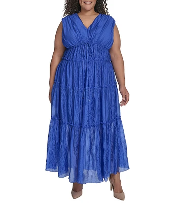 DKNY by Donna Karan Plus Size Sleeveless V-Neck Pleated Dress