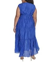 DKNY by Donna Karan Plus Size Sleeveless V-Neck Pleated Dress