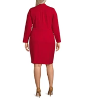 DKNY by Donna Karan Plus Size V-Neck Long Sleeve Tie Waist Faux Wrap Dress