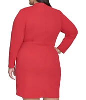 DKNY by Donna Karan Plus Size V-Neck Long Sleeve Tie Waist Faux Wrap Dress