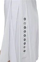 DKNY by Donna Karan Poplin Crew Neck Sleeveless Grommet Belt Sheath Dress