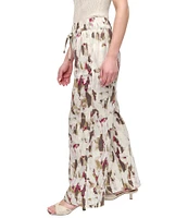 DKNY by Donna Karan Printed Linen Blend Pull On Pants