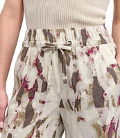 DKNY by Donna Karan Printed Linen Blend Pull On Pants