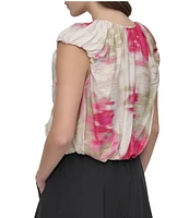 DKNY by Donna Karan Printed Rumpled Voile Bubble Top