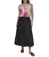 DKNY by Donna Karan Printed Rumpled Voile Bubble Top