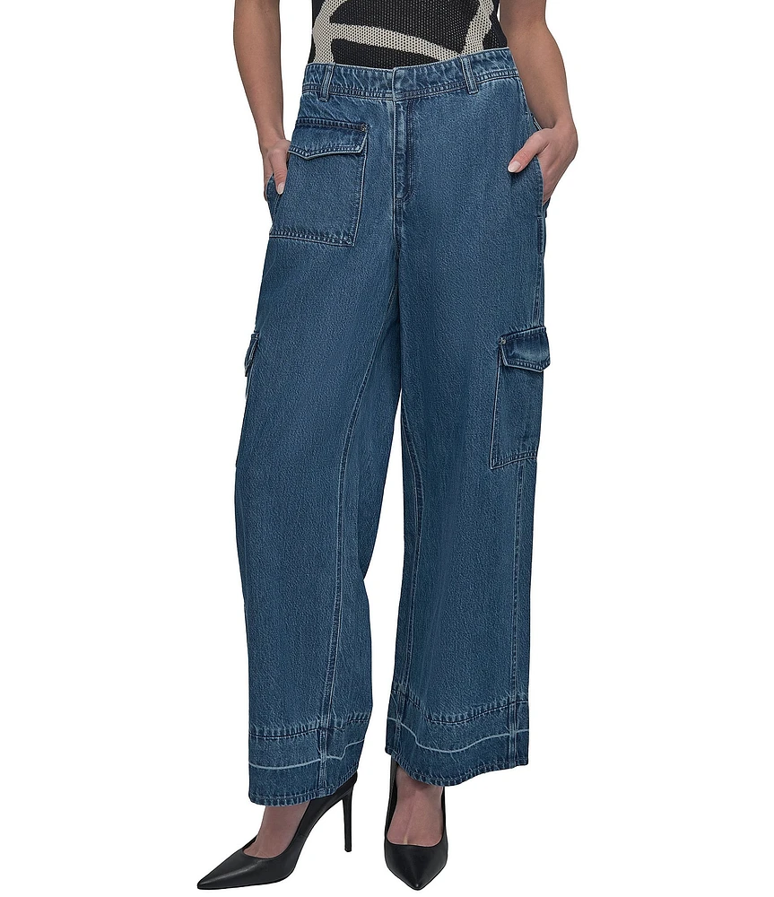 DKNY by Donna Karan Released Hem Wide Leg Cargo Jeans