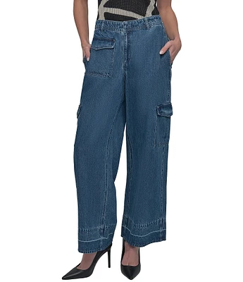 DKNY by Donna Karan Released Hem Wide Leg Cargo Jeans