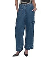 DKNY by Donna Karan Released Hem Wide Leg Cargo Jeans