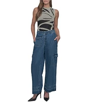 DKNY by Donna Karan Released Hem Wide Leg Cargo Jeans