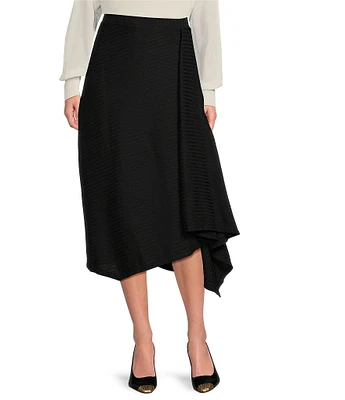 DKNY by Donna Karan Ribbed Knit Handkerchief Hem Midi Skirt